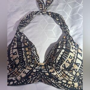 Kenneth Cole Aztec Tribal Print Halter Bikini Top Size 32 B/C New W/O Tags